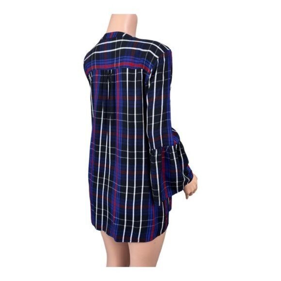 New Directions 100%Rayon Colorful Plaid Loose Fit Flowy Tunic Top Women’s SZ L - Picture 8 of 16